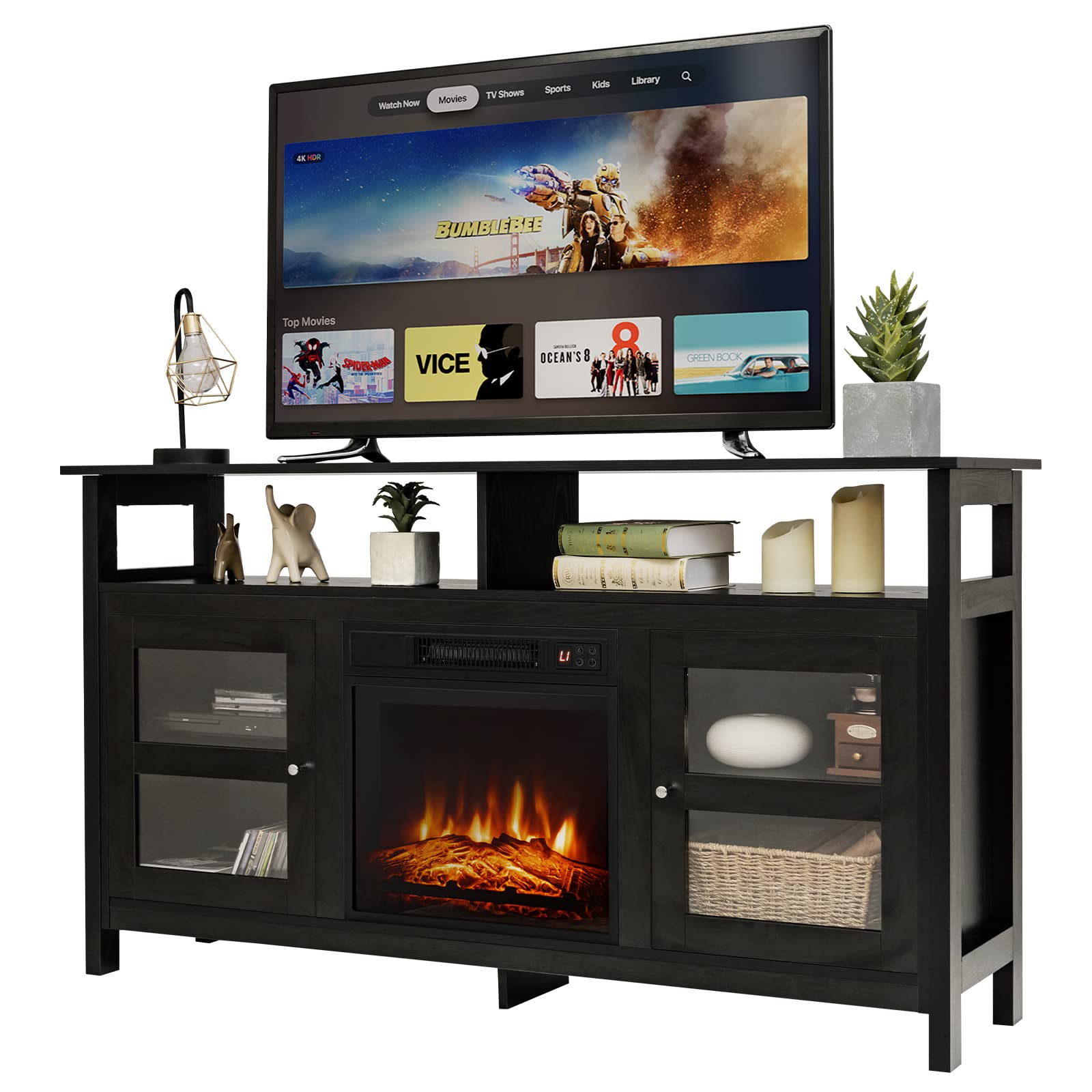 Tangkula Fireplace TV Stand with 18 Inches 1400W 5,000 BTU Electric Fireplace